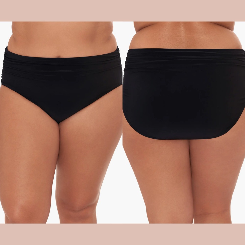 NEW $88 Magicsuit [ 22W‎ ] Women's Shirred Bikini Bottoms Black #U1513